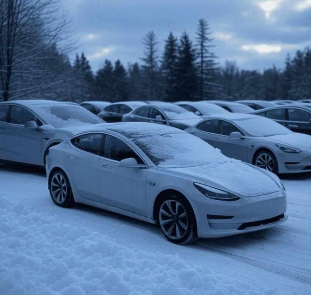 En la imagen se muestra un vehículo eléctrico en la nieve