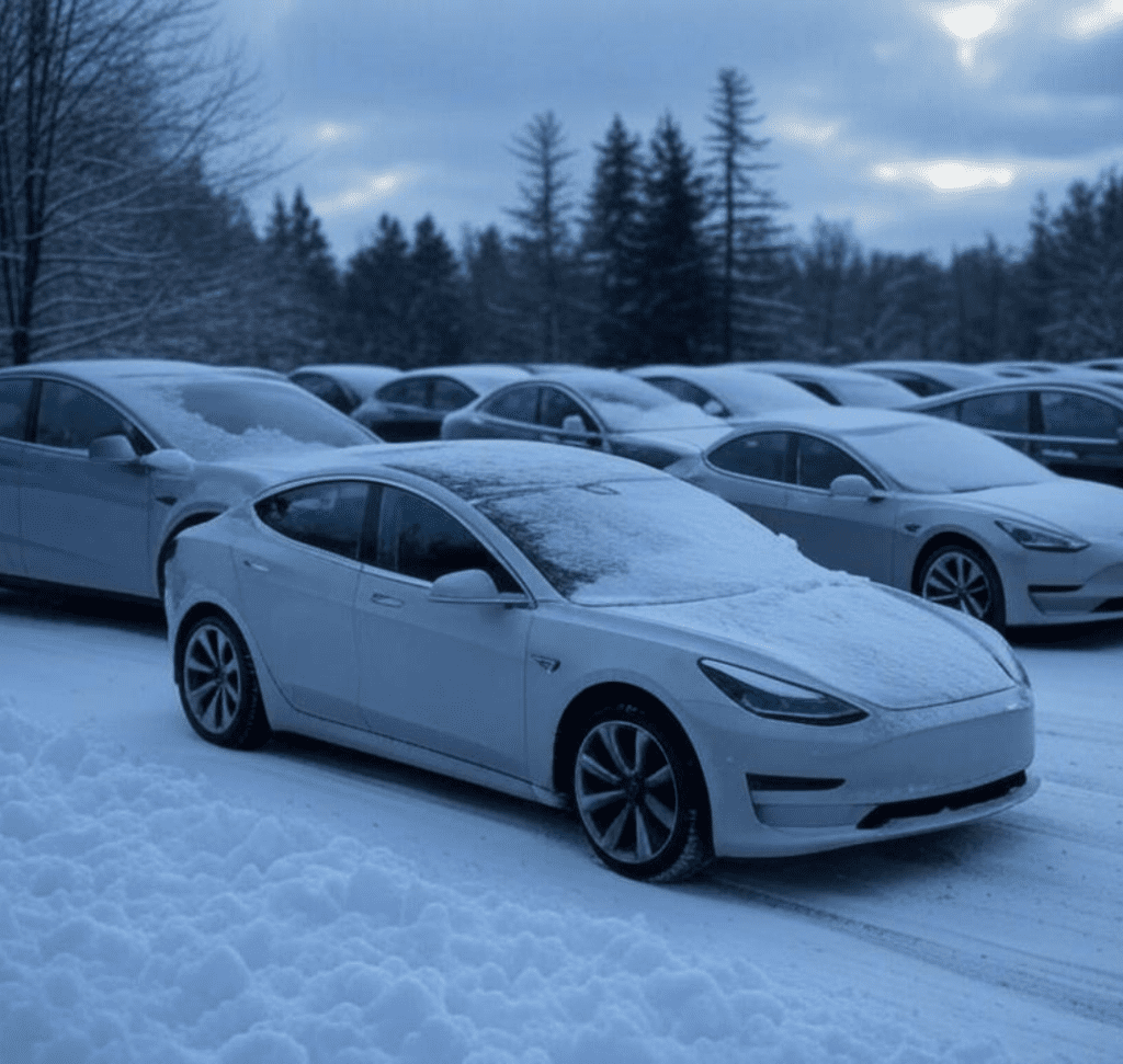 En la imagen se muestra un vehículo eléctrico en la nieve