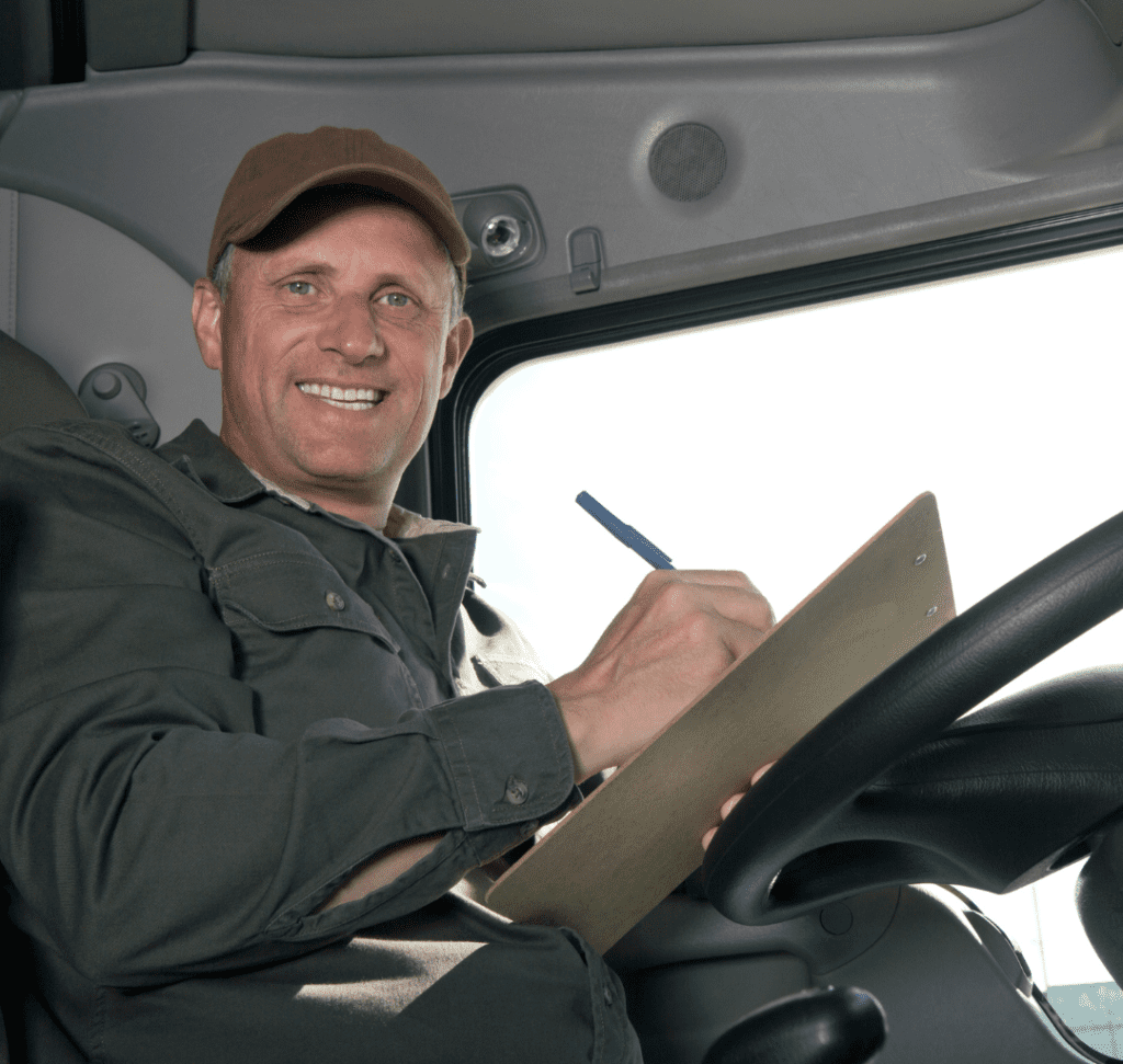 Camionero satisfecho con su trabajo