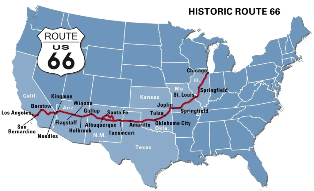 Rutas históricas de EE. UU. trazado de la ruta 66