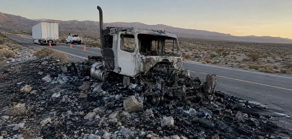 Camion carbonizado en Death Valley